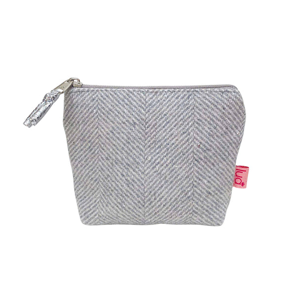 SILVER SPARKLE HERRINGBONE COIN PURSE - by Lua