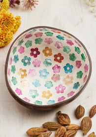 Rainbow Flowers Coconut Bowl