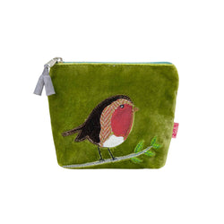 GREEN VELVET ROBIN SMALL COIN PURSE - by Lua