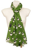grassy green sheep print fair trade cotton scarf