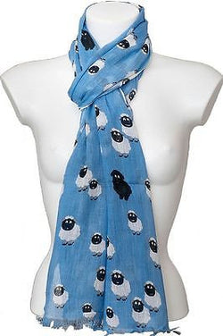 blue sheep print fair trade cotton scarf