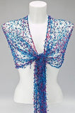 cobweb net flag yarn scarf fair trade cerise blue