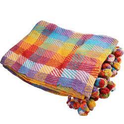 MULTI COLOURED CHECKED RECYCLED COTTON THROW
