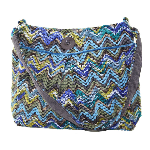TEAL WOOLLY PLEATED SHOULDER BAG - by Lua