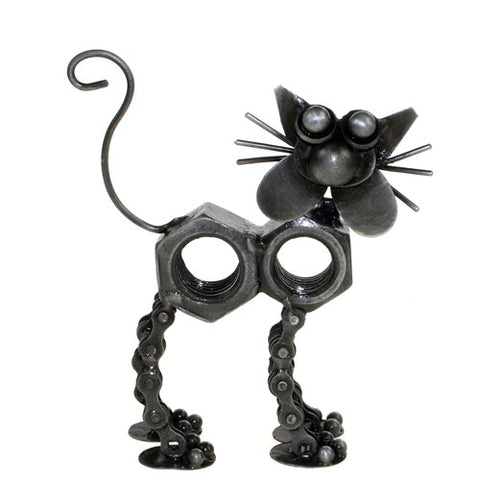 RECYCLED BIKE CHAIN & NUT CAT ORNAMENT - by Noah's Ark