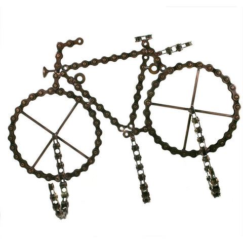 BIKE SHAPED RECYCLED BIKE CHAIN TRIPLE HOOKS - by Noah's Ark