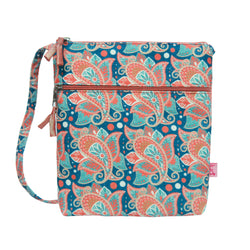 BLUE & CORAL PAISLEY CROSS BODY BAG - by Lua