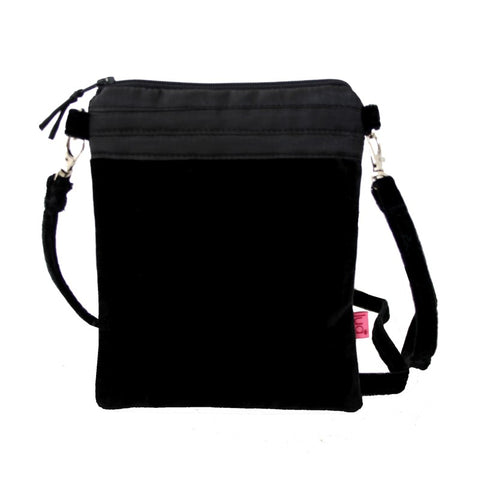 BLACK VELVET CROSS BODY BAG - by Lua