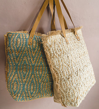 NATURAL JUTE & COTTON TOTE BAG