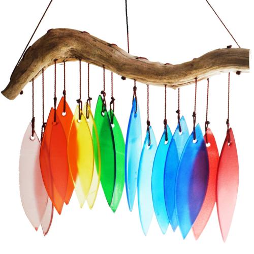 RAINBOW LEAVES GLASS WINDCHIME