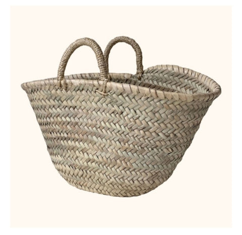 SMALL HANDWOVEN PALM LEAF BASKET