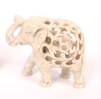 SOAPSTONE UNDERCUT ELEPHANT ORNAMENT