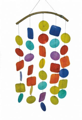 CAPIZ SHELL WINDCHIME MOBILE - RAINBOW