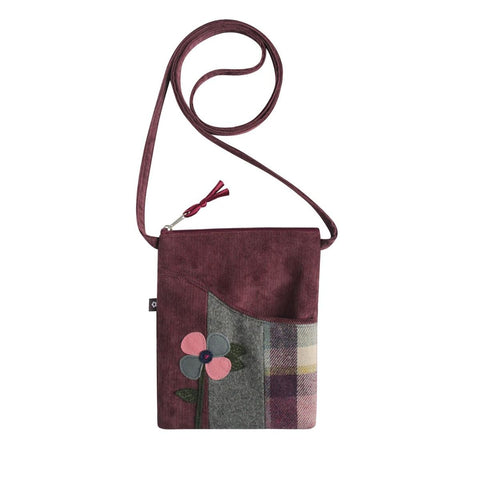 TWEED APPLIQUE FLOWER SLING BAG - by Earth Squared
